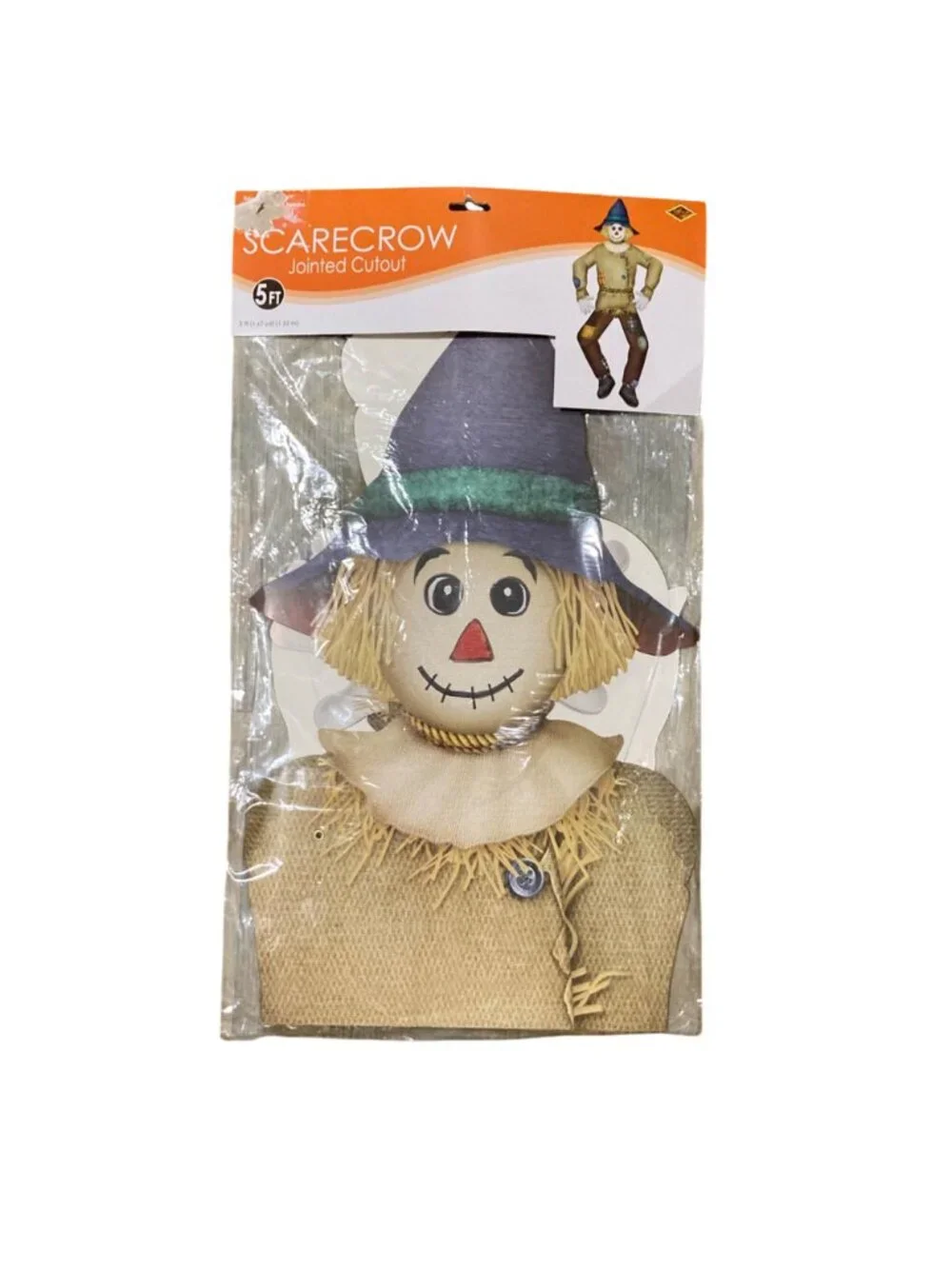 Vintage Beistle 2005 Fully Jointed 5 Ft Fall Halloween Scarecrow Door Wall Decor